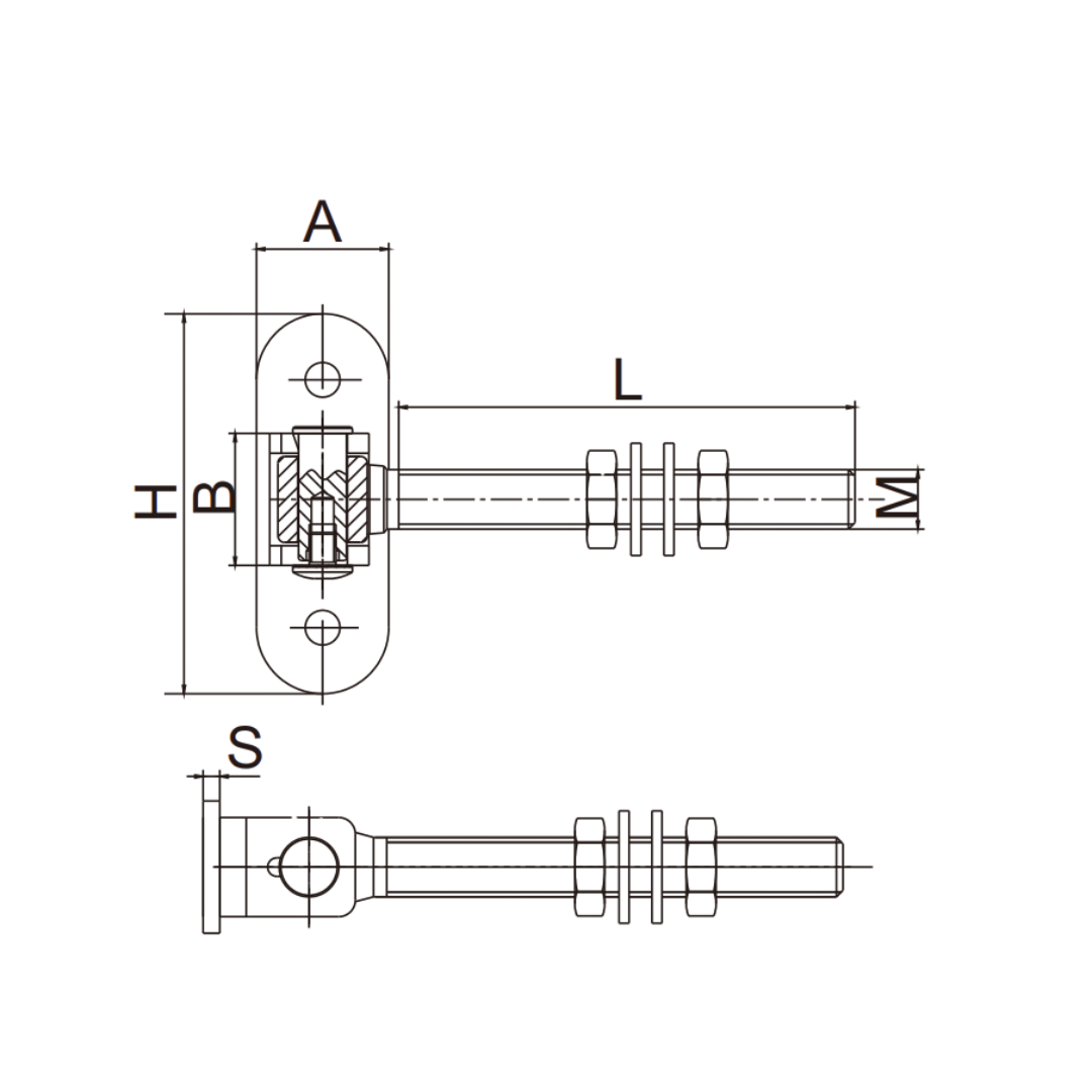 Adjustable gate hinge with long bolt- Powder coated black