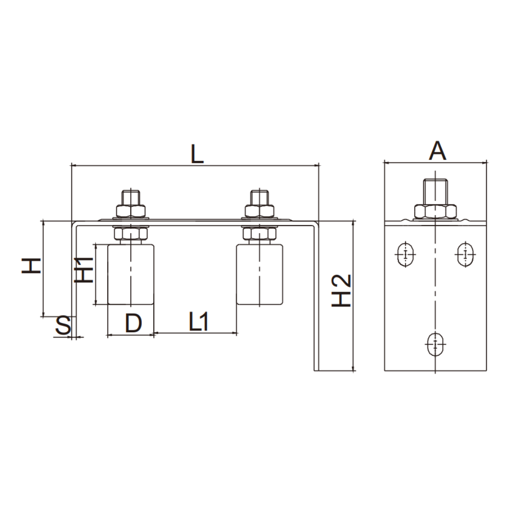 Top Guide roller Set with 40mm high x 30mm diameter Rollers