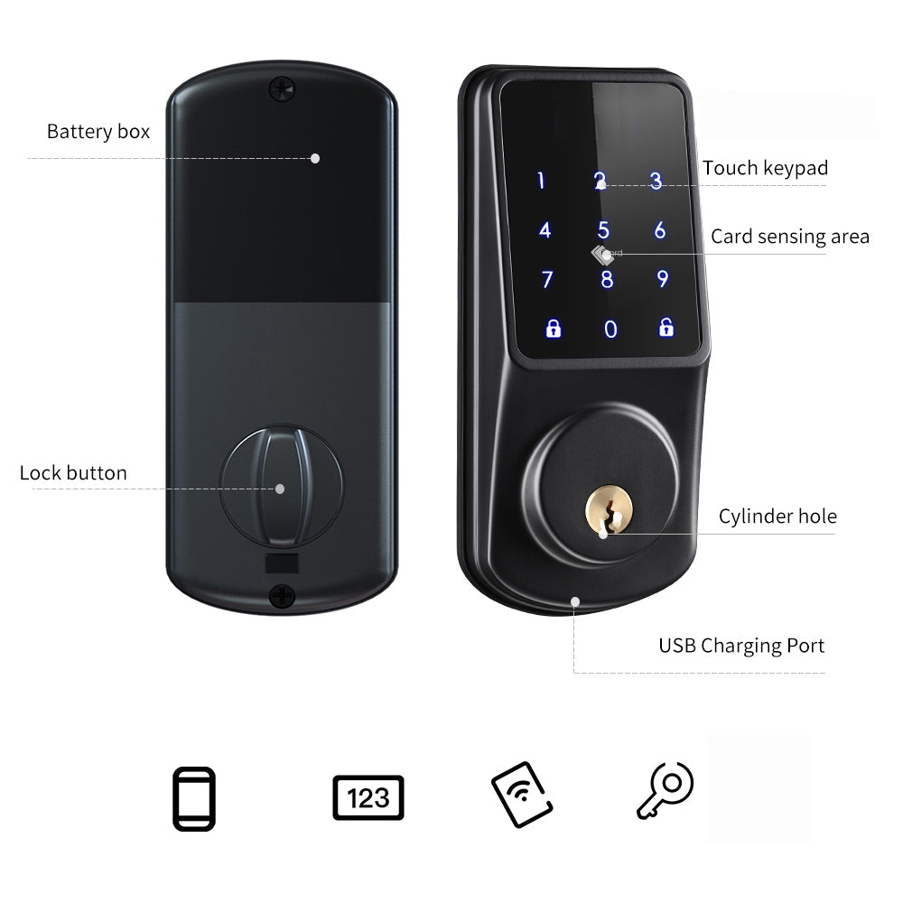 Smart Dead Bolt lock with Remote access. Black