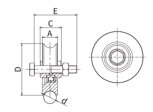 78MM Sliding Gate Wheel with Bolt , Single Bearing , U Groove, R8, Bolt 75mm Long