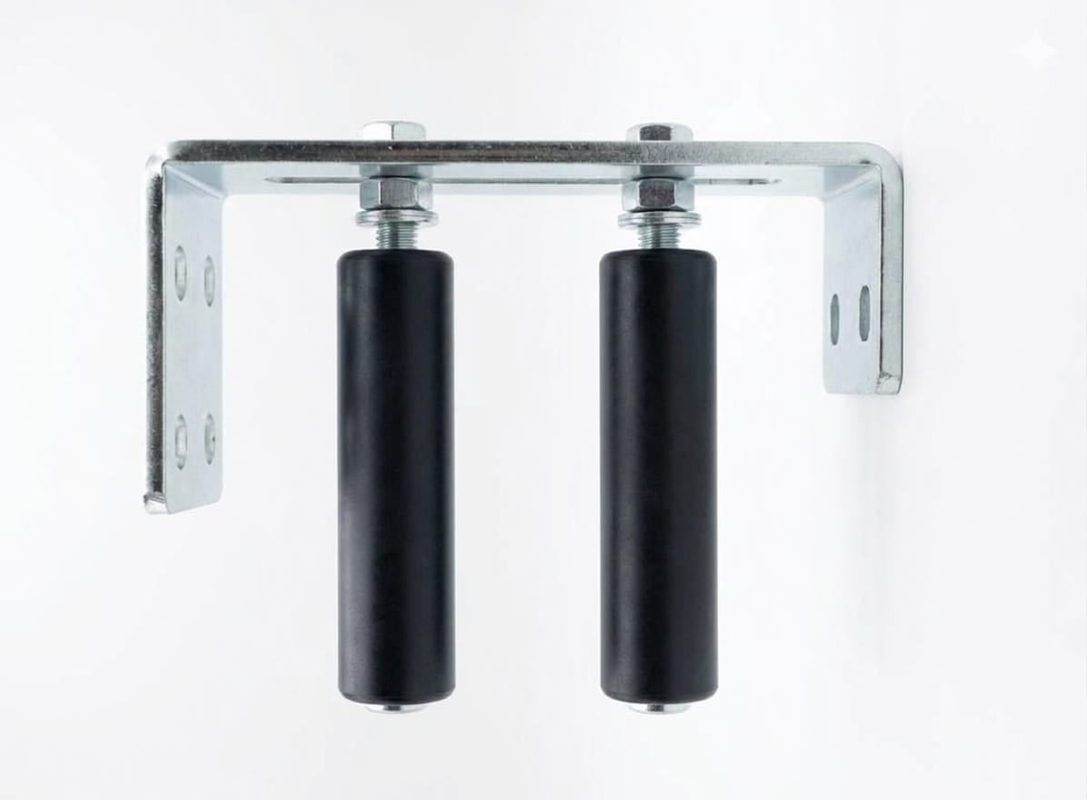 Bracket with Two Black  150MM Nylon Rollers