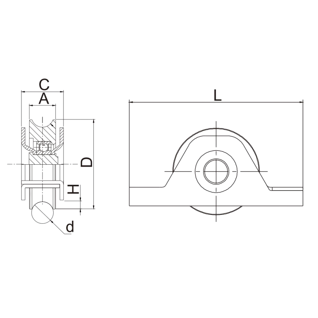Commercial Sliding gate wheel, 88MM Dia With Exterior Bracket for 20mm Track