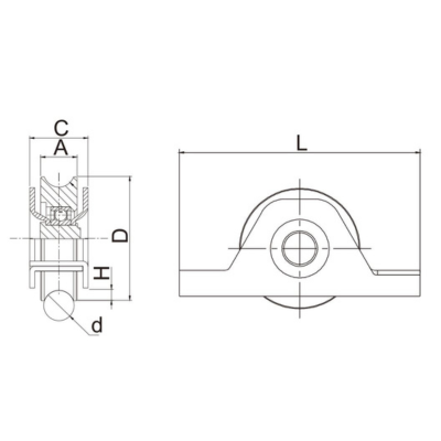 Sliding gate wheel, 78MM Dia With Internal Bracket for 16mm Track