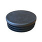 A round black plastic cap or cover with a textured top surface and a ridged base, shown on a plain white background.