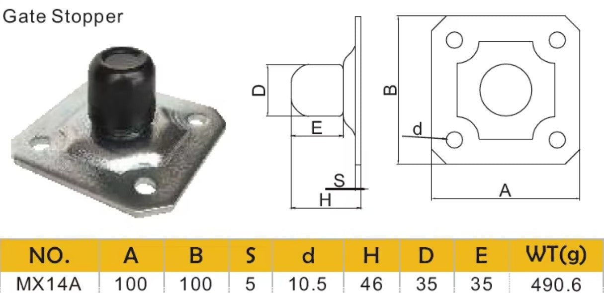 Gate Stopper With Square Plate