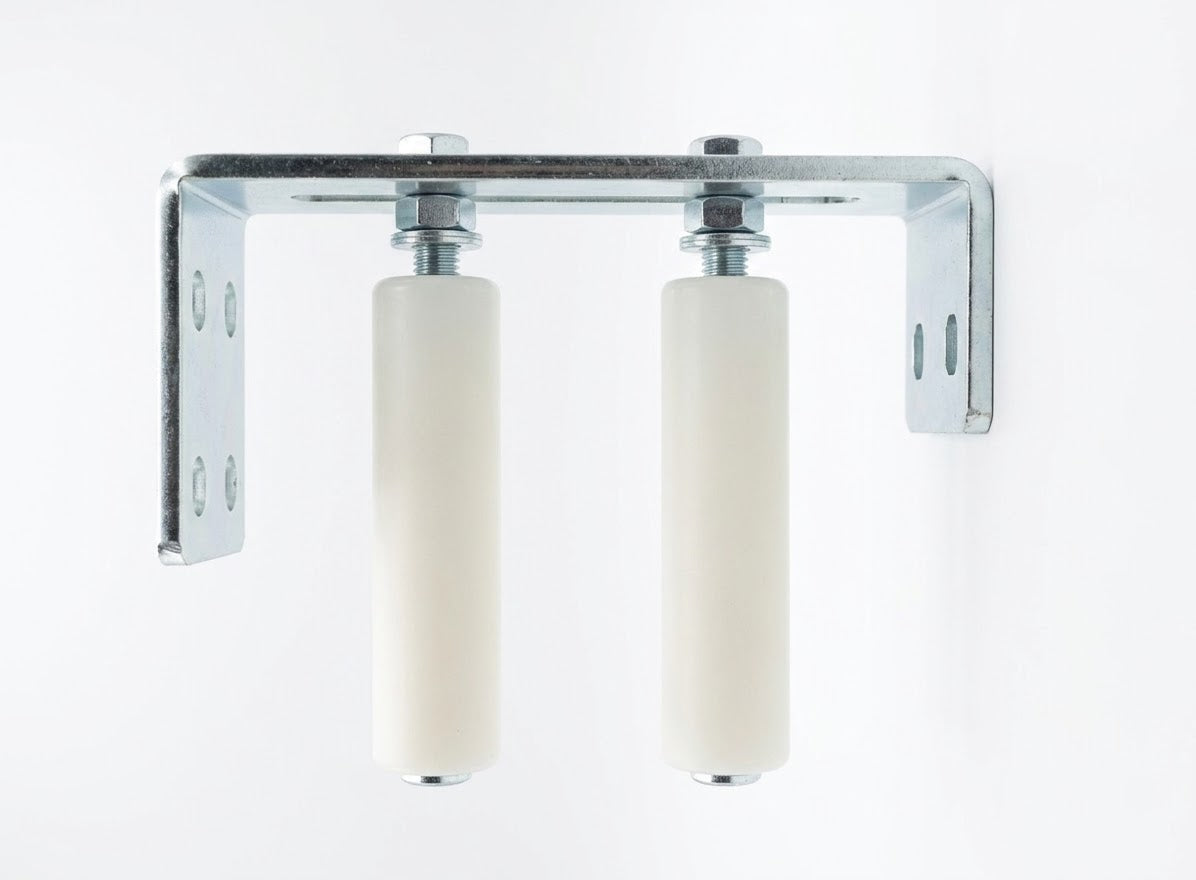 Bracket with Two White  150MM Nylon Rollers